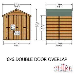 Shire Overlap Dipped Wooden Garden Shed Double Door 6x6 - Garden Life Stores. 