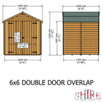 Shire Overlap Dipped Wooden Garden Shed Double Door 6x6 - Garden Life Stores. 