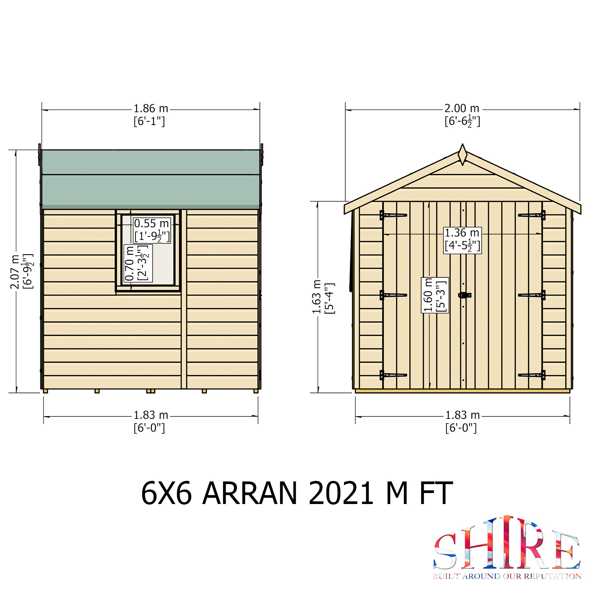 Shire Arran Shed Double Door 6x6