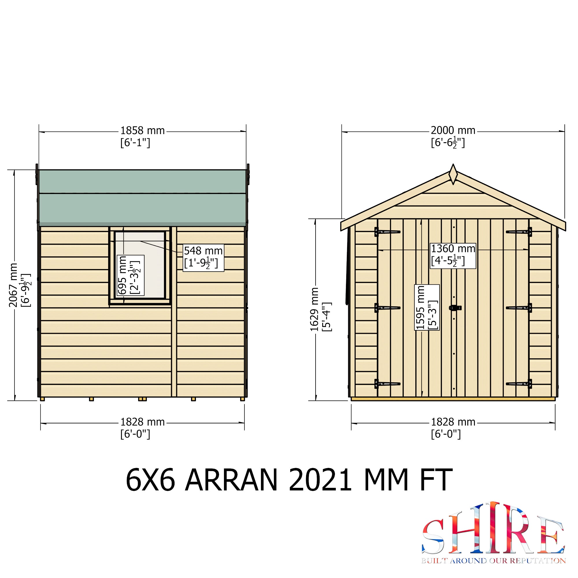 Shire Arran Shed Double Door 6x6