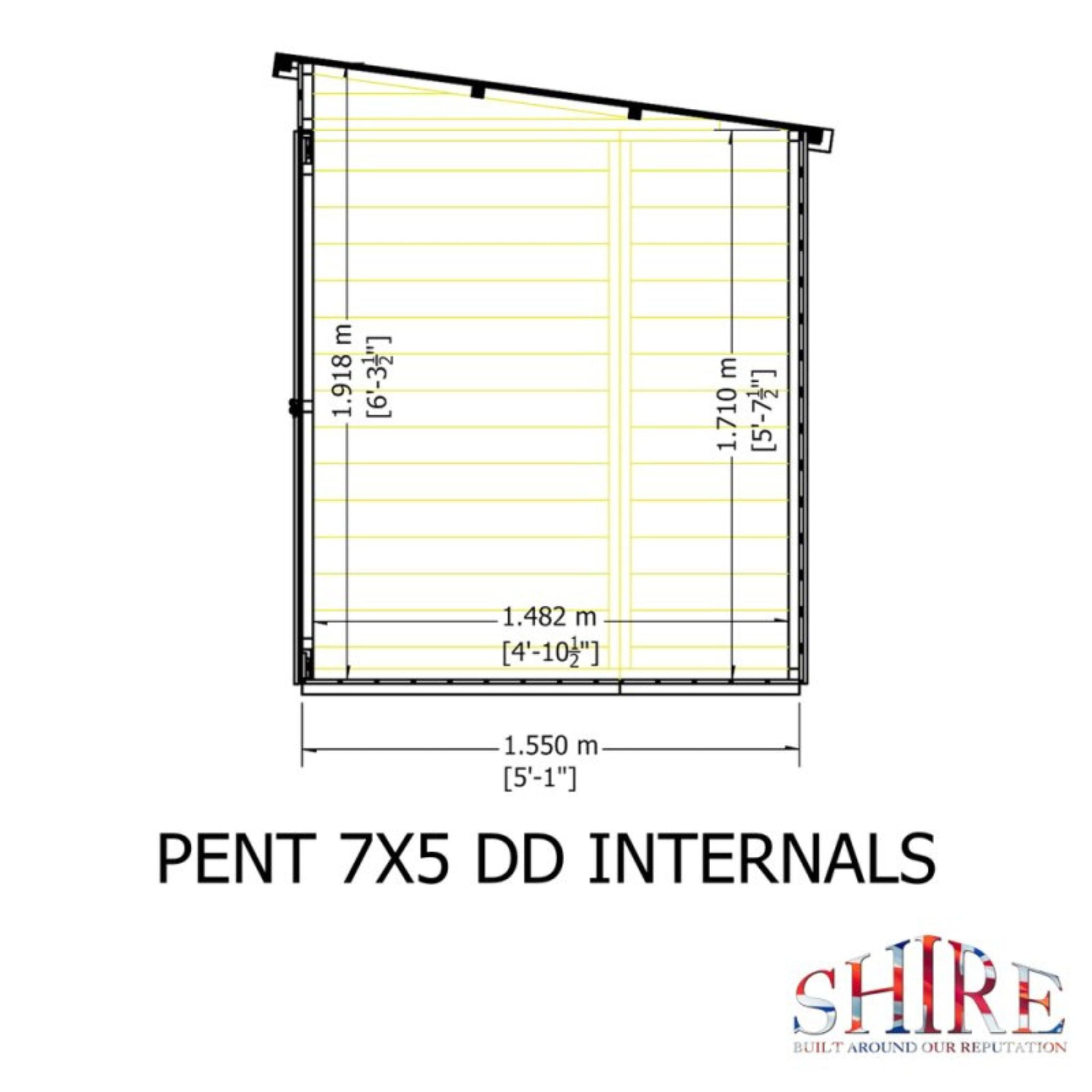 Shire 7x5 Shiplap Pent Shed with Double Doors – Garden Life Stores