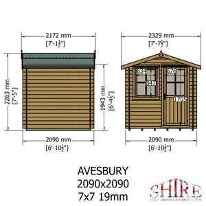 Shire Avesbury 19mm Log Cabin 7x7