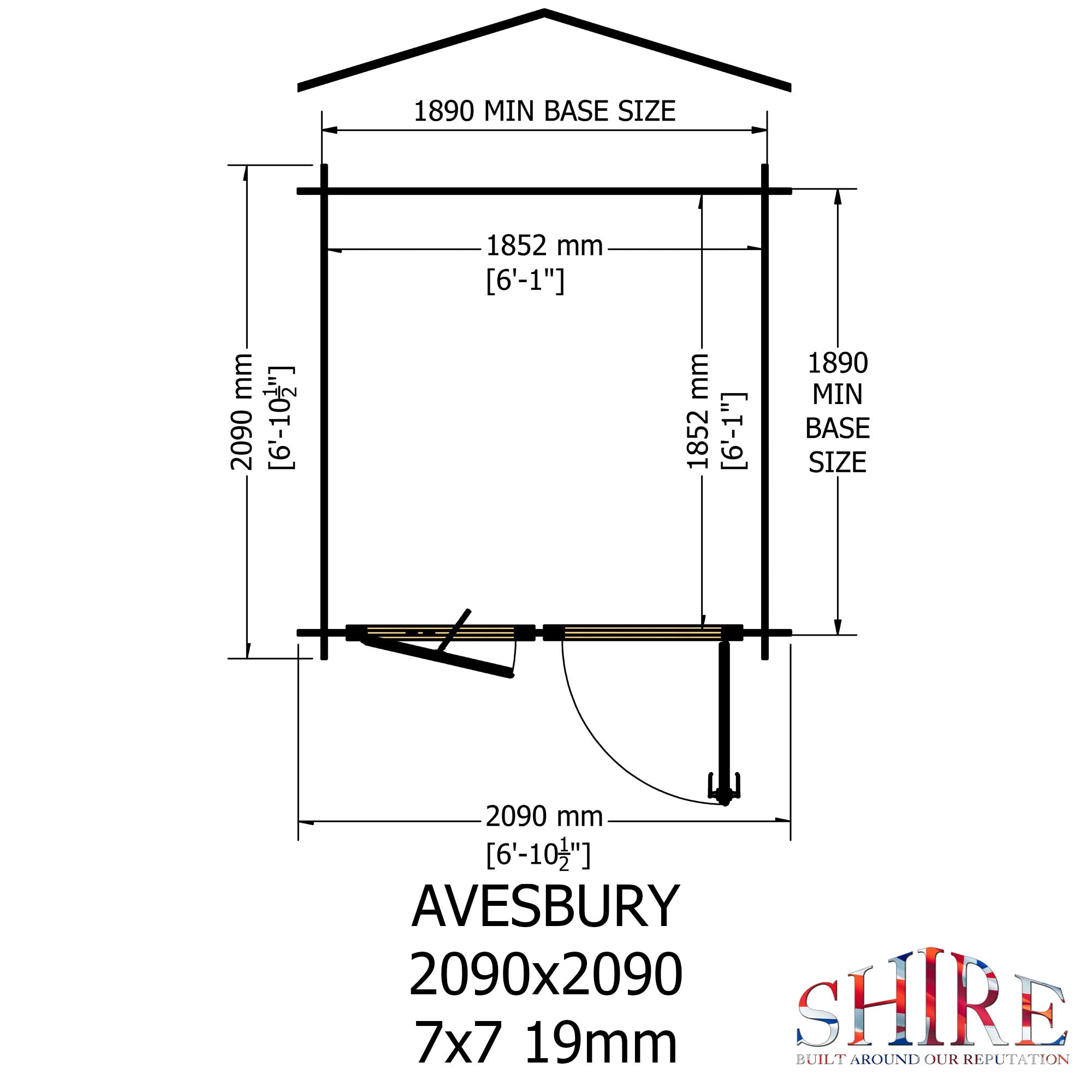 Shire Avesbury 19mm Log Cabin 7x7