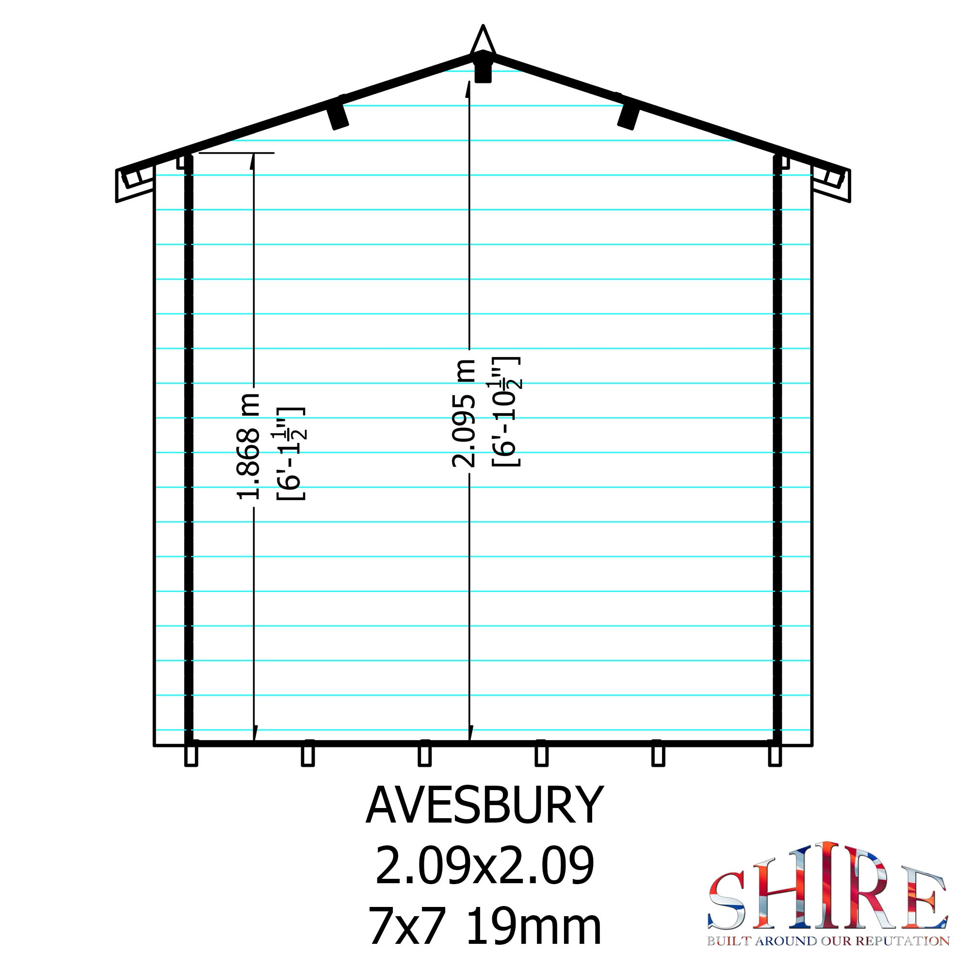 Shire Avesbury 19mm Log Cabin 7x7