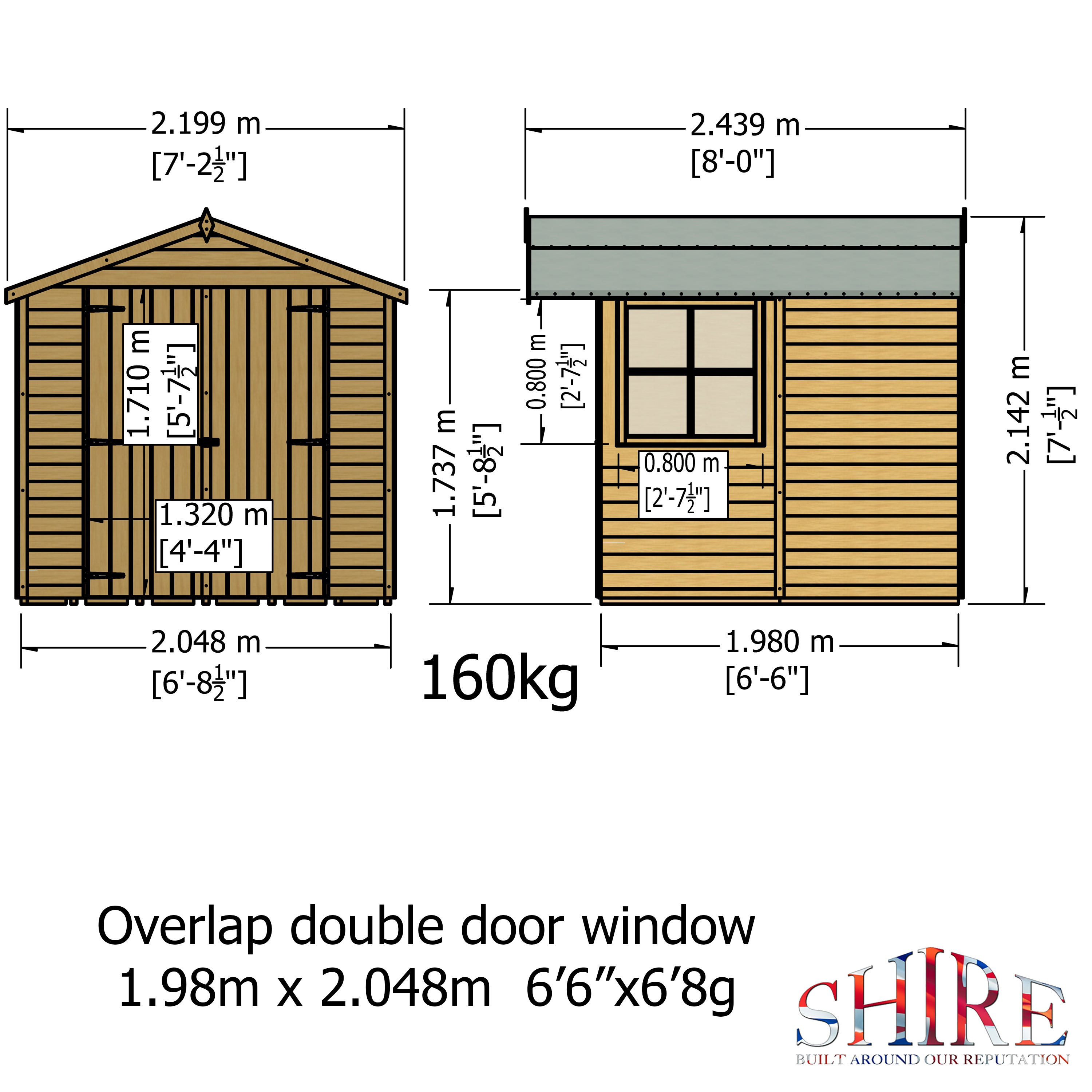Shire Overlap Dipped Wooden Double Door 7x7 - Garden Life Stores. 