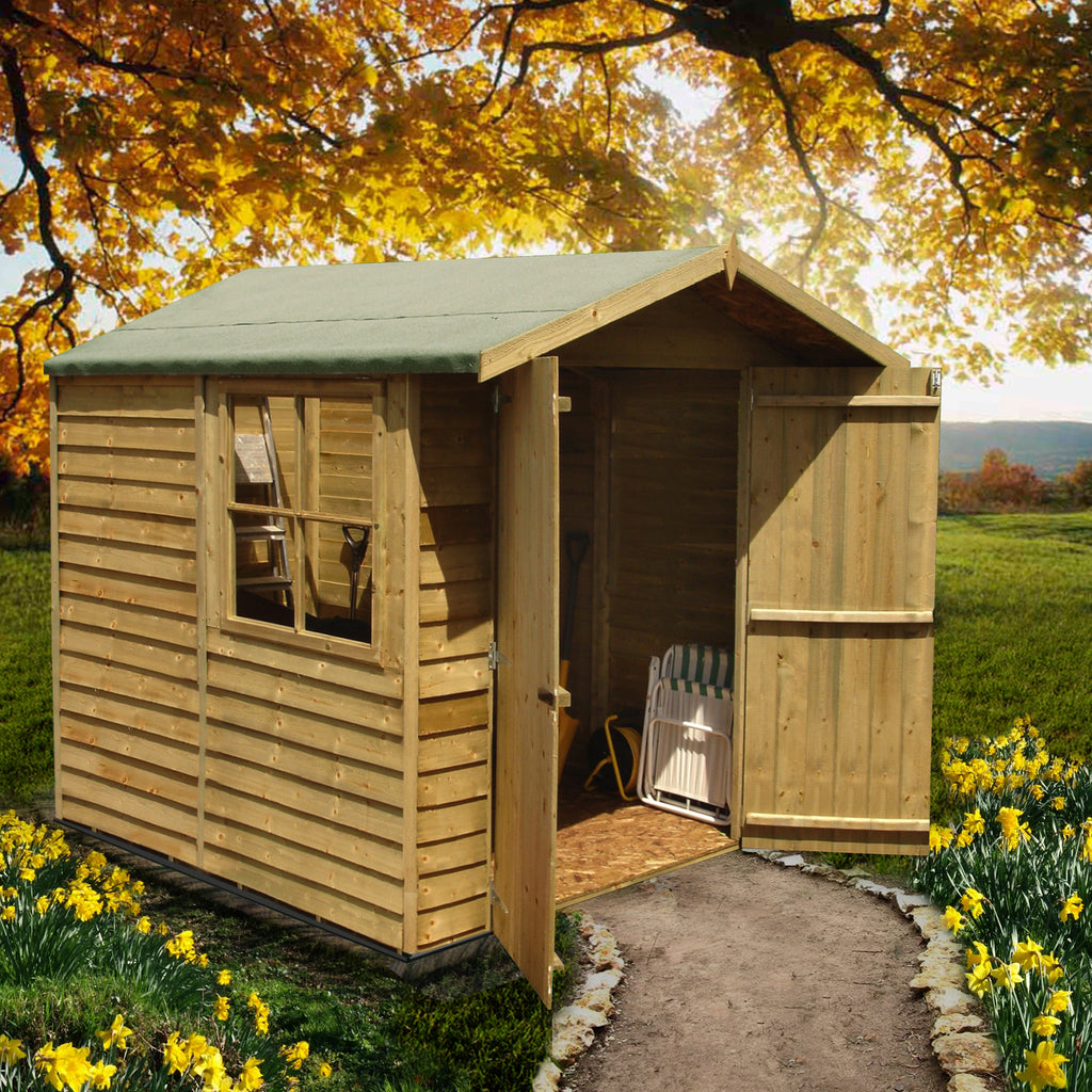 Shire Pressure Treated Overlap Shed Double Door 7x7 - Garden Life Stores. 