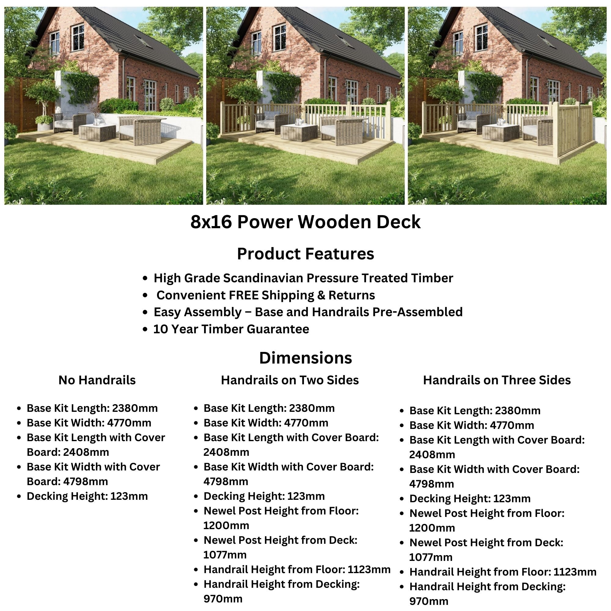 Power 8ft Wooden Decking Kits
