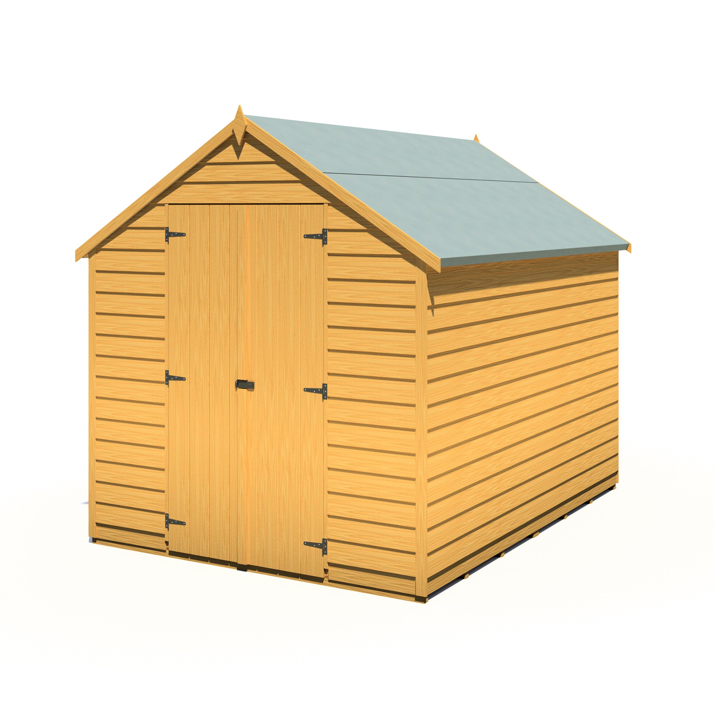 Shire Overlap Dipped Apex Wooden Garden Shed Double Door 8x6 - Garden Life Stores. 