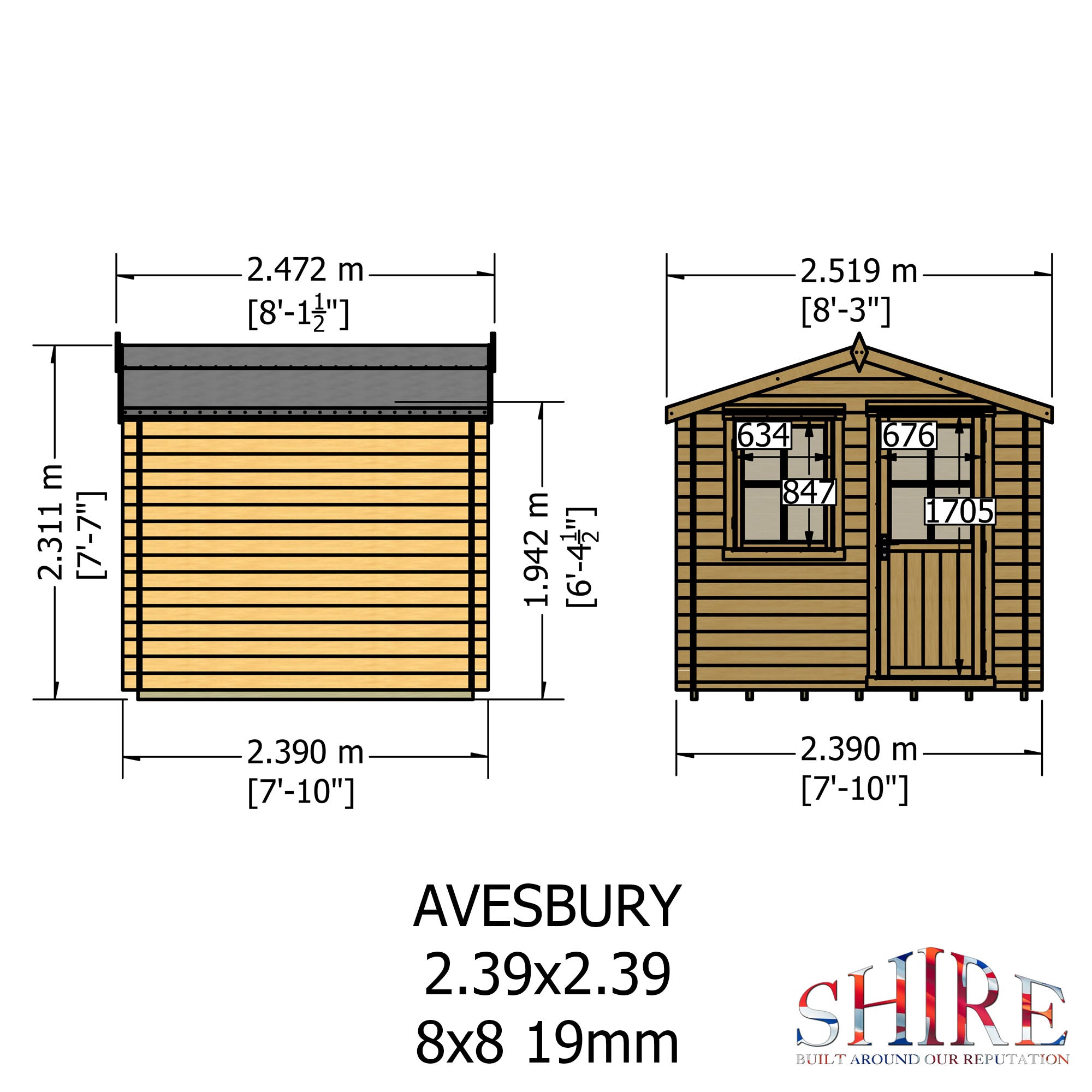 Shire Avesbury 19mm Log Cabin 8x8