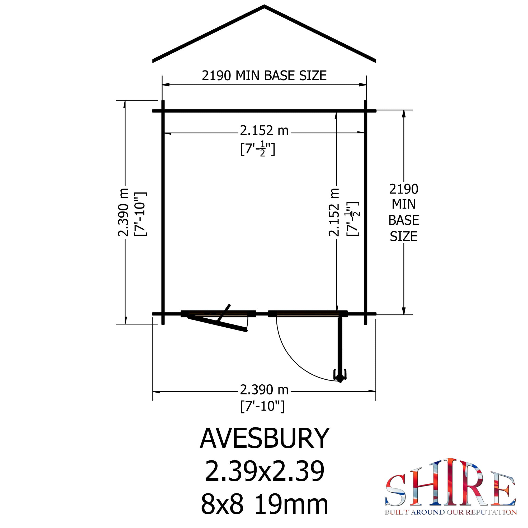 Shire Avesbury 19mm Log Cabin 8x8