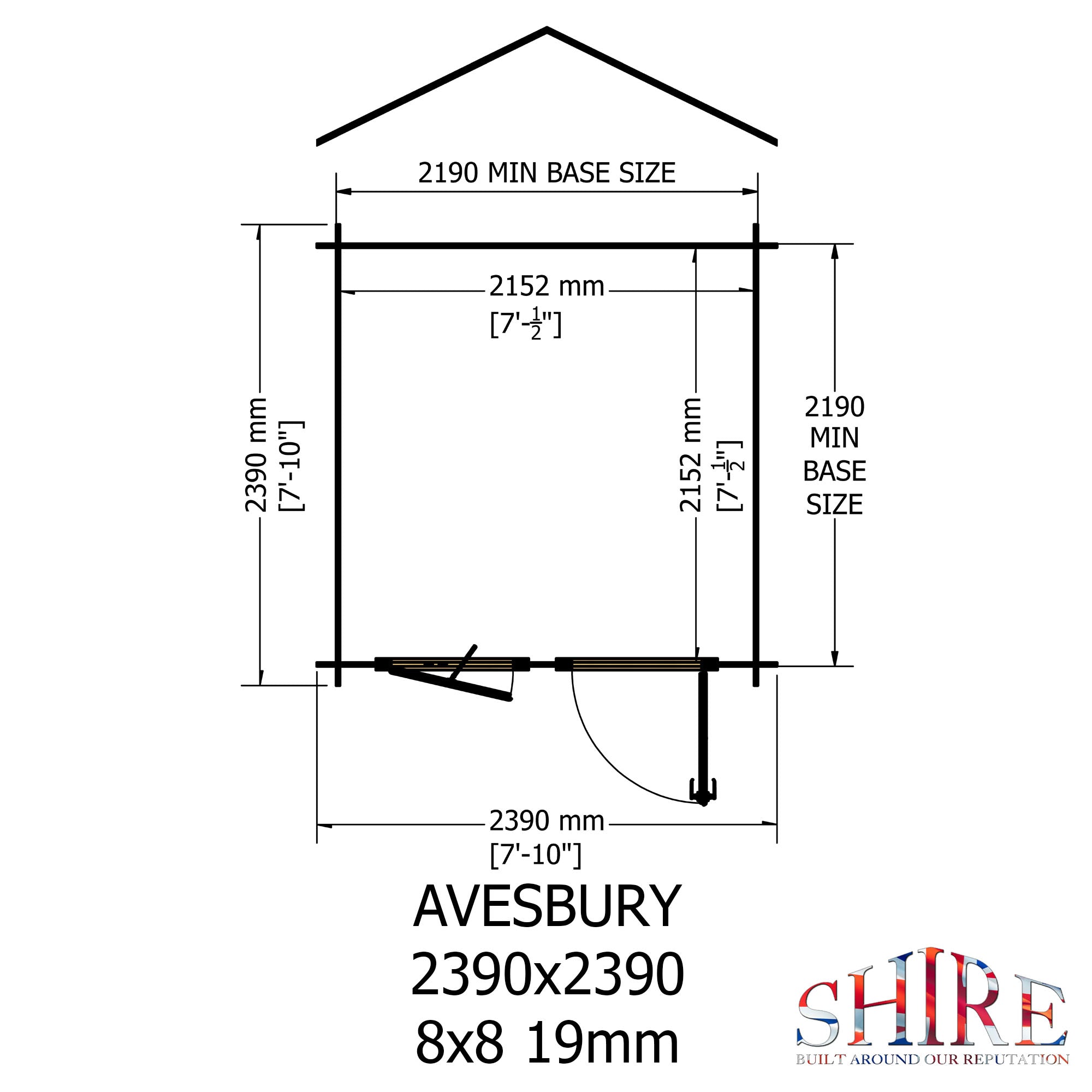 Shire Avesbury 19mm Log Cabin 8x8