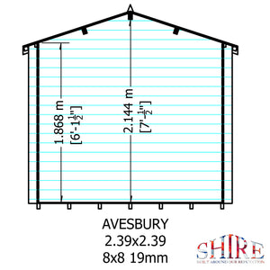 Shire Avesbury 19mm Log Cabin 8x8