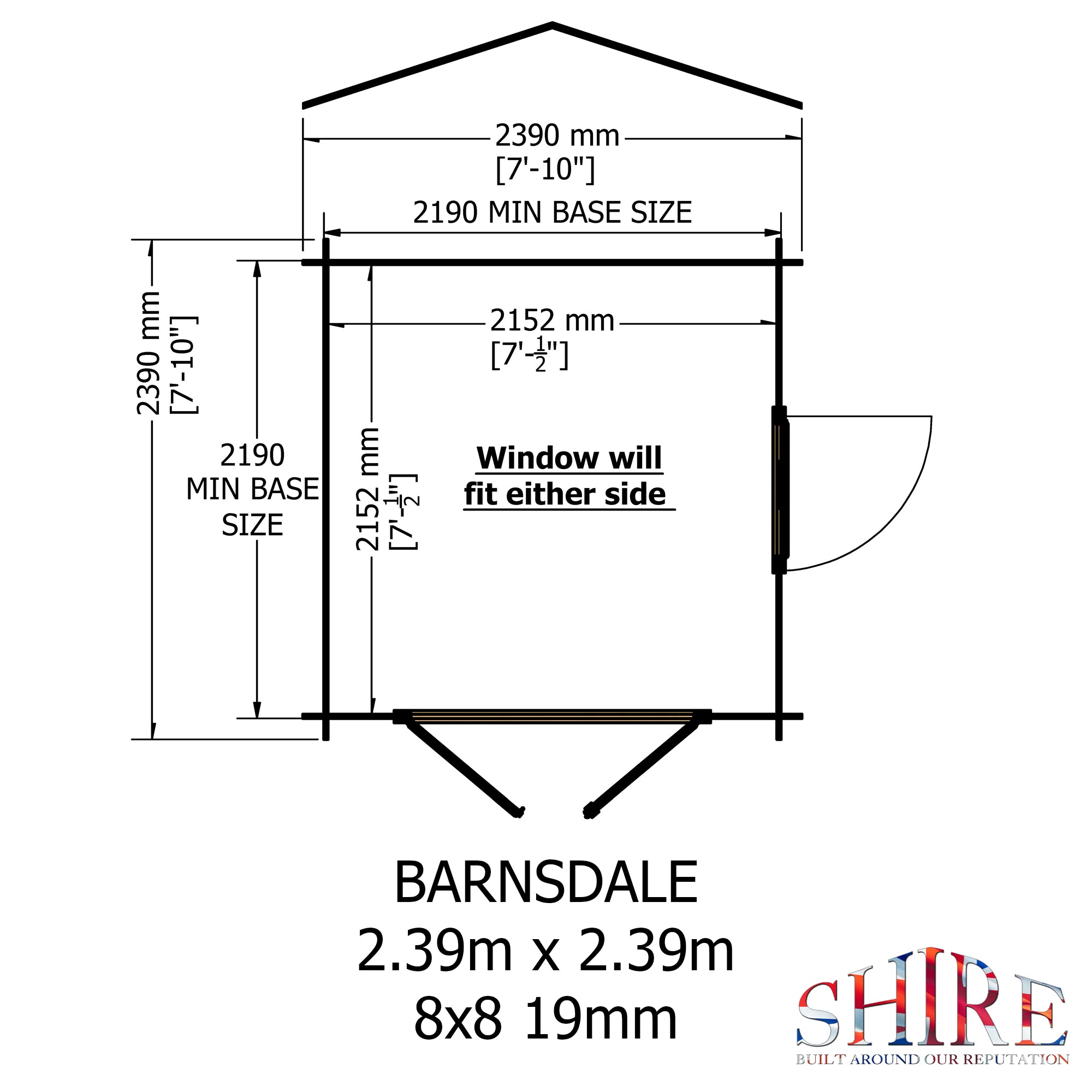 Shire Barnsdale 19mm Log Cabin 8x8