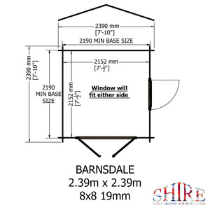 Shire Barnsdale 19mm Log Cabin 8x8