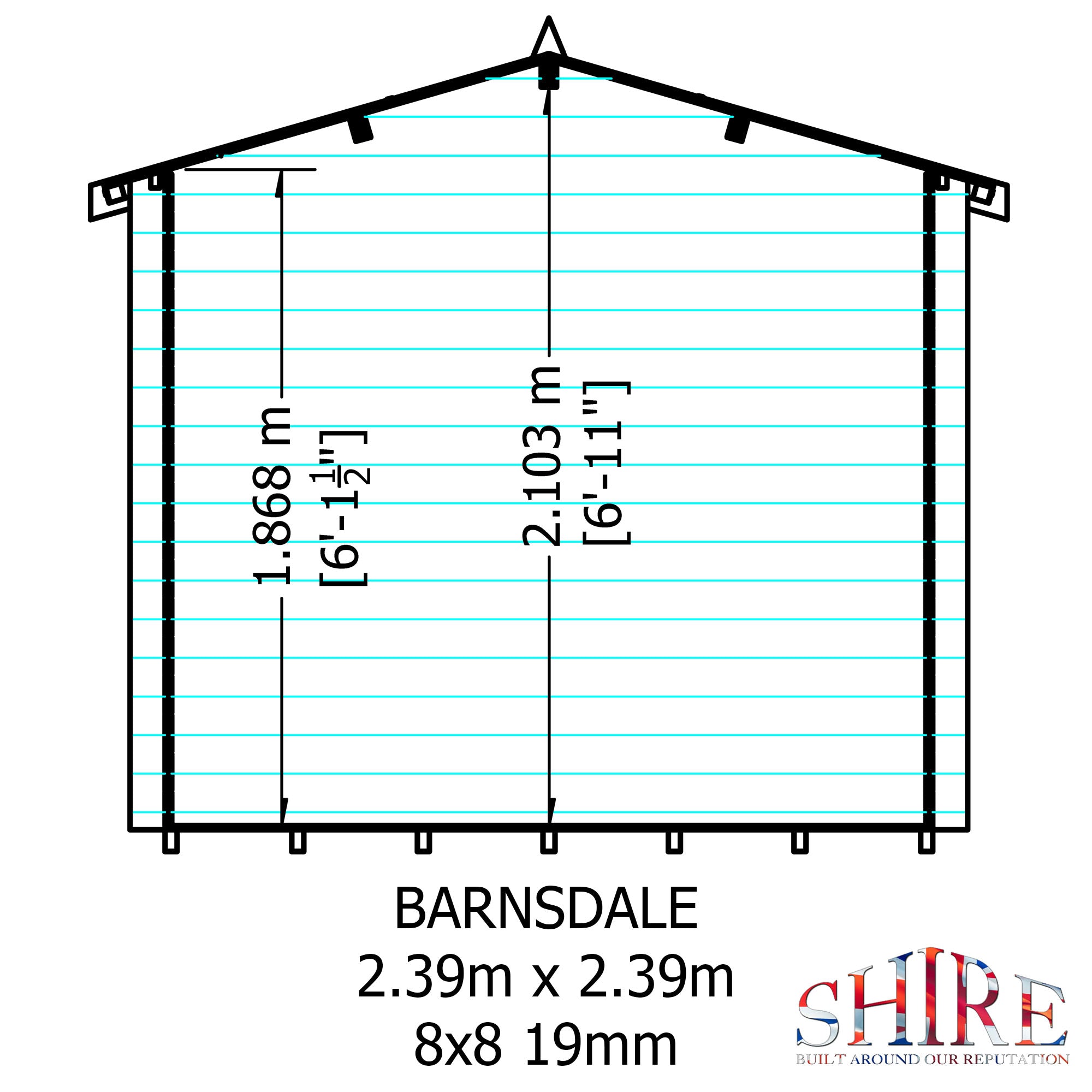 Shire Barnsdale 19mm Log Cabin 8x8