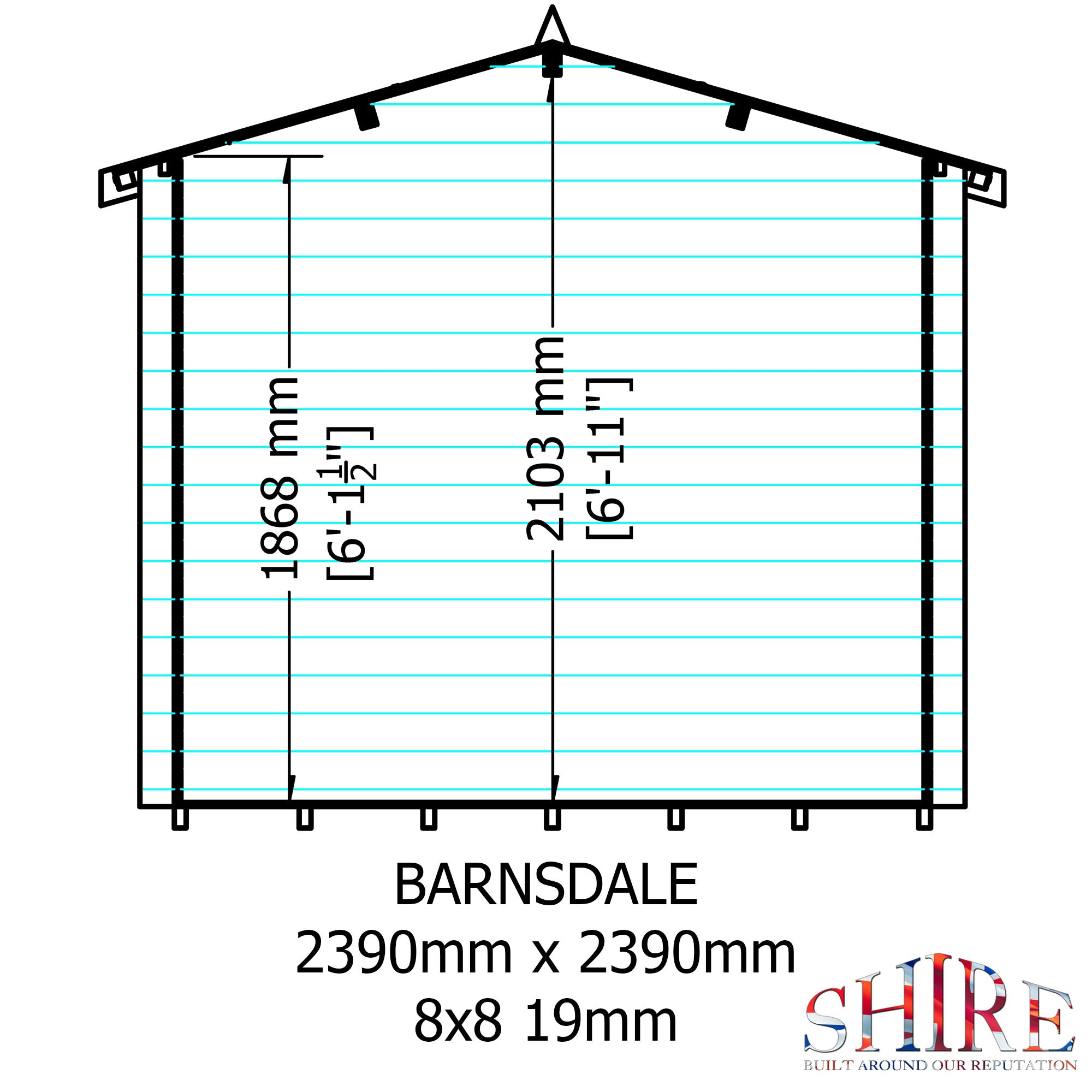 Shire Barnsdale 19mm Log Cabin 8x8