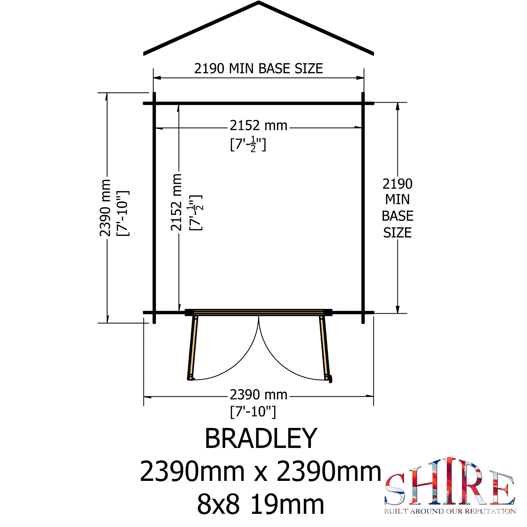 Shire Bradley 19mm Log Cabin 8x8