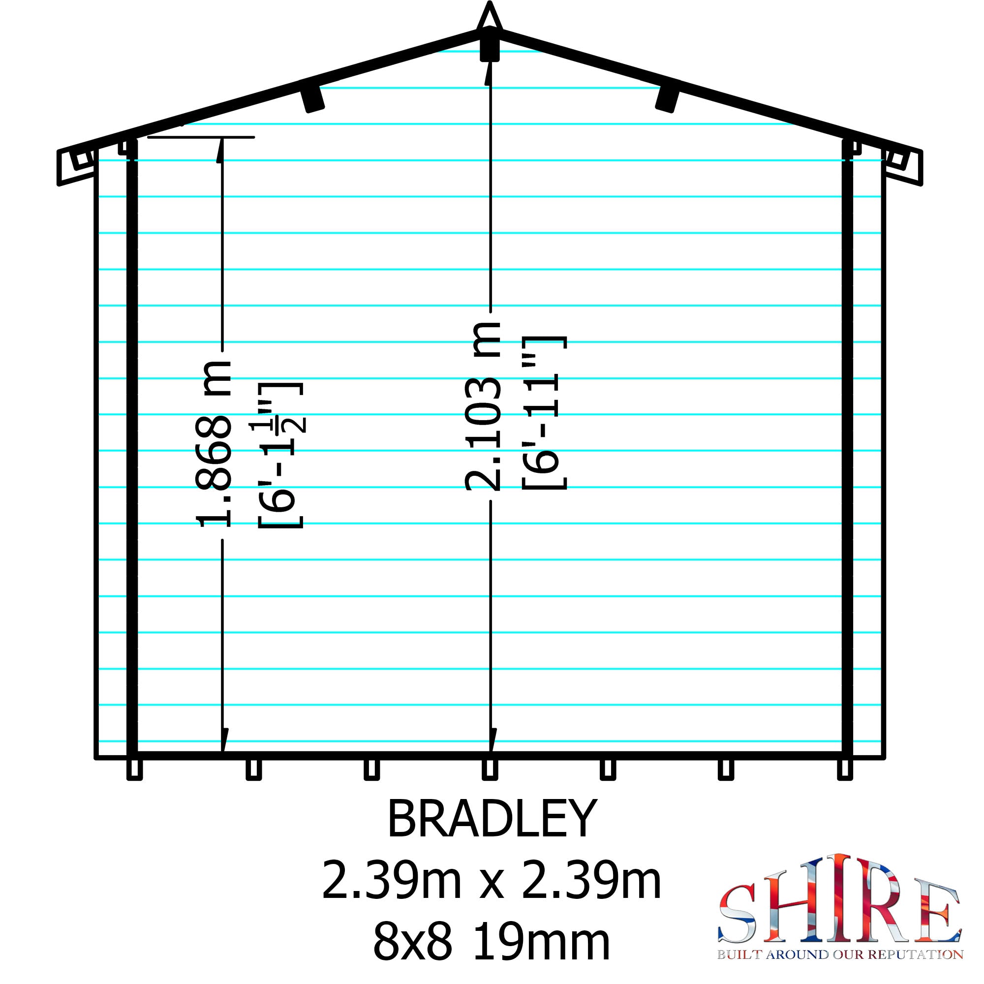 Shire Bradley 19mm Log Cabin 8x8