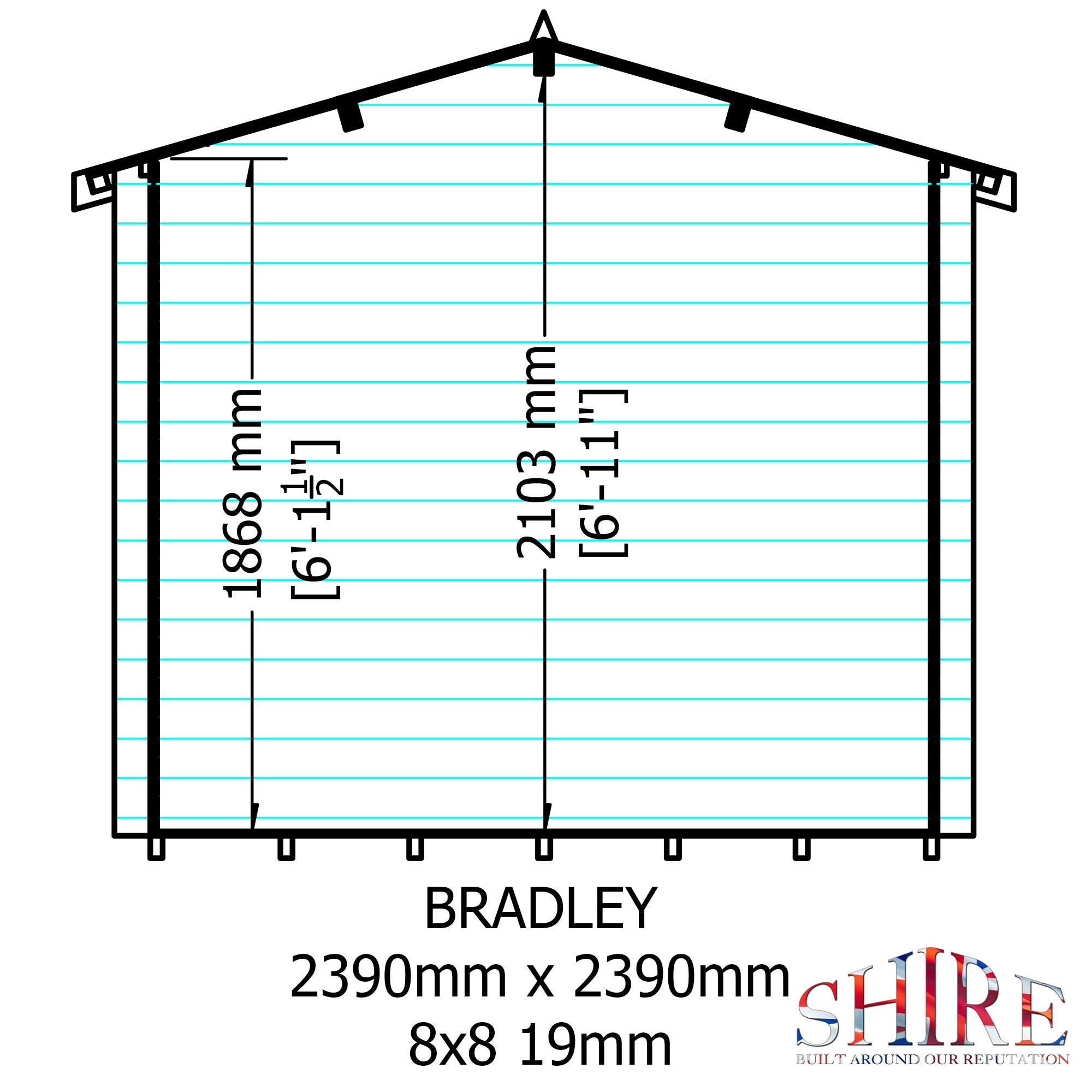 Shire Bradley 19mm Log Cabin 8x8