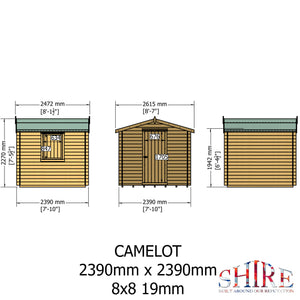 Shire Camelot 19mm Log Cabin 8x8