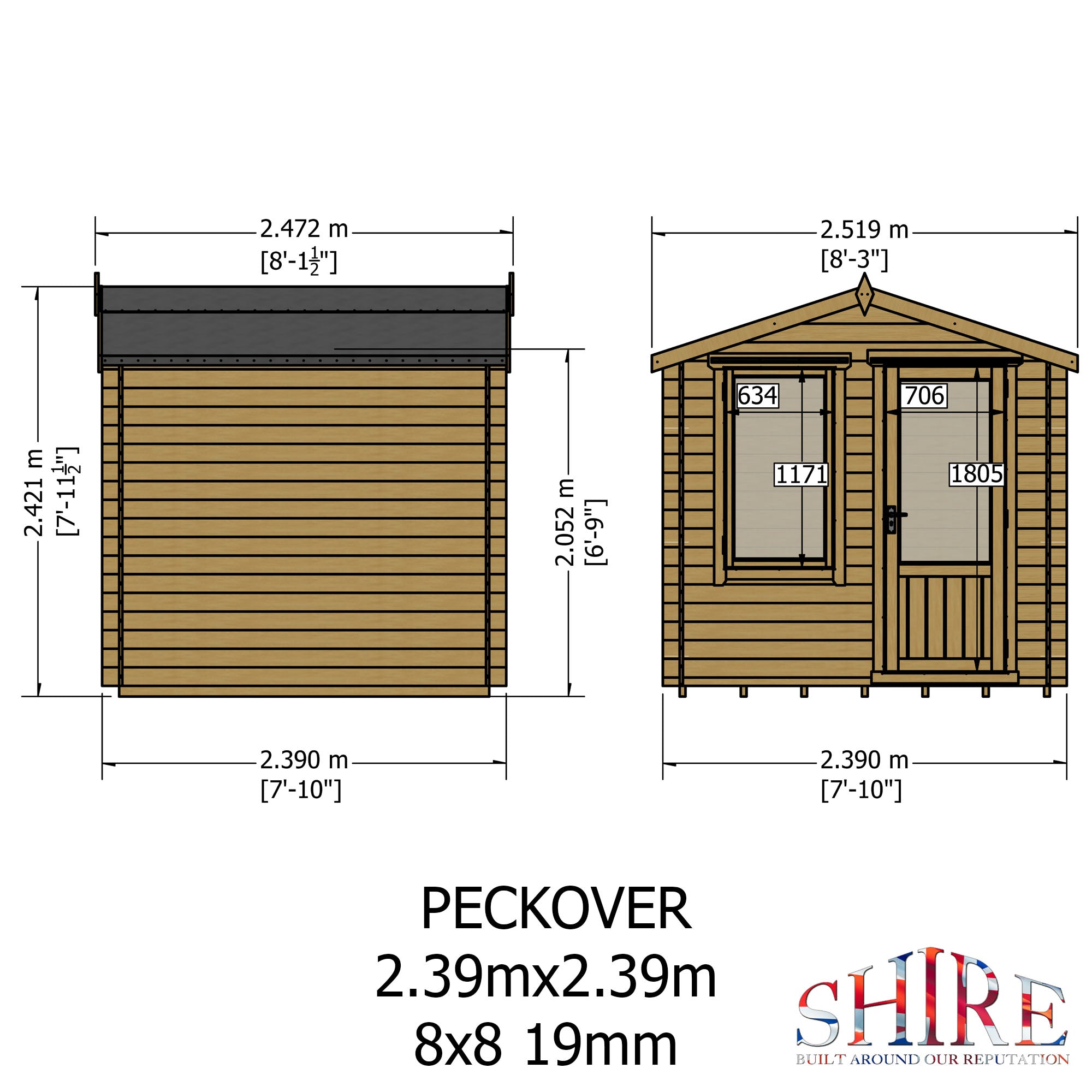 Shire Peckover 19mm Log Cabin 8x8