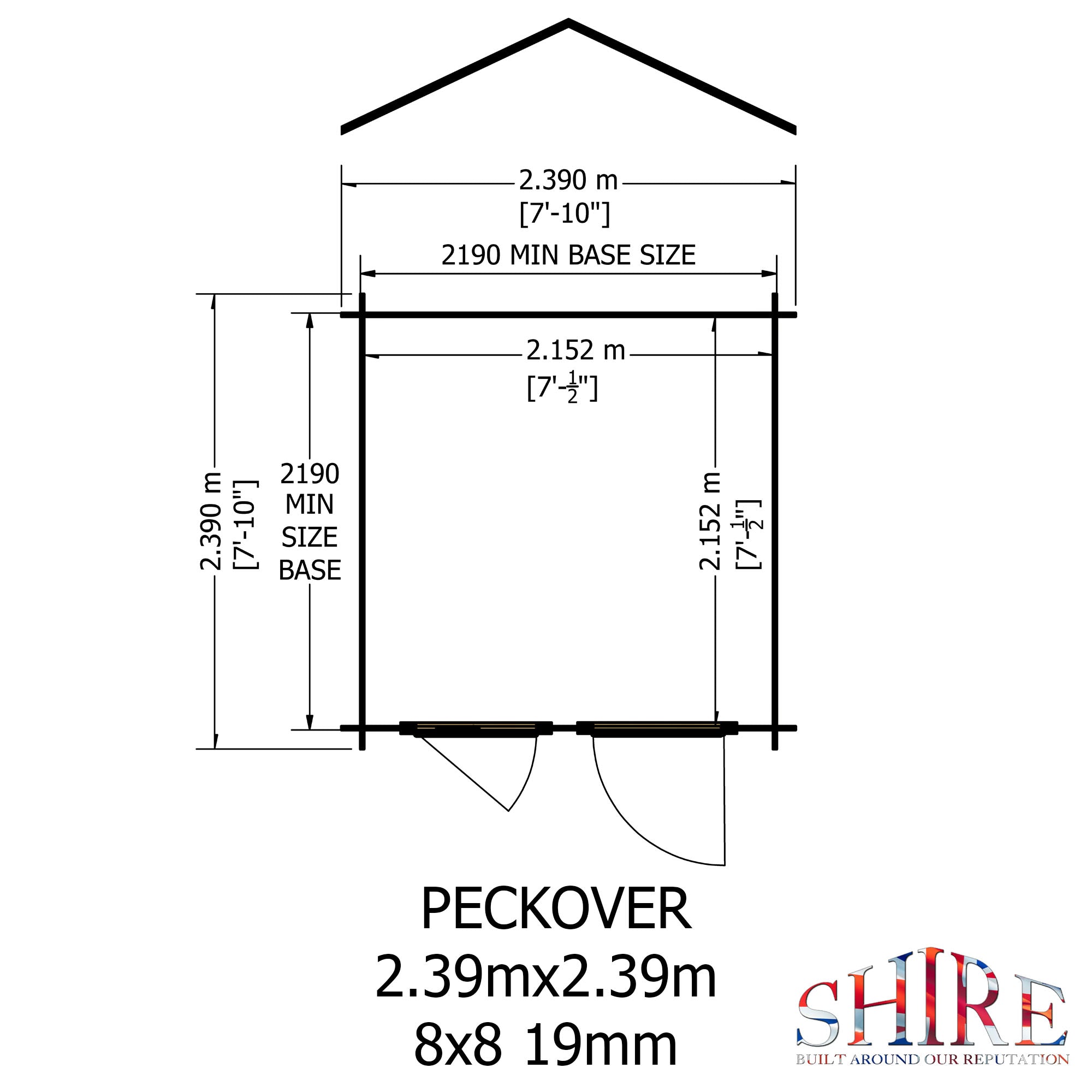 Shire Peckover 19mm Log Cabin 8x8