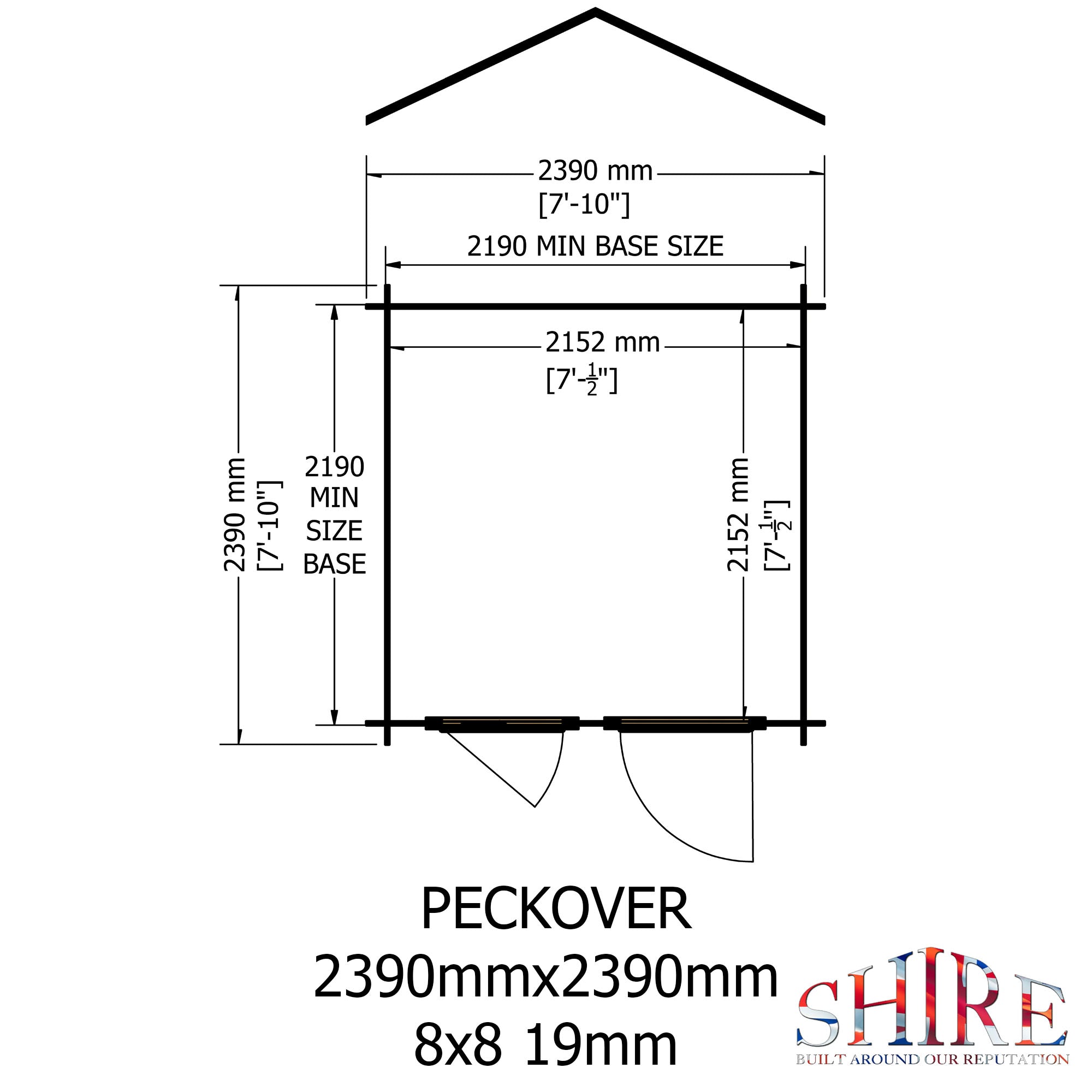 Shire Peckover 19mm Log Cabin 8x8