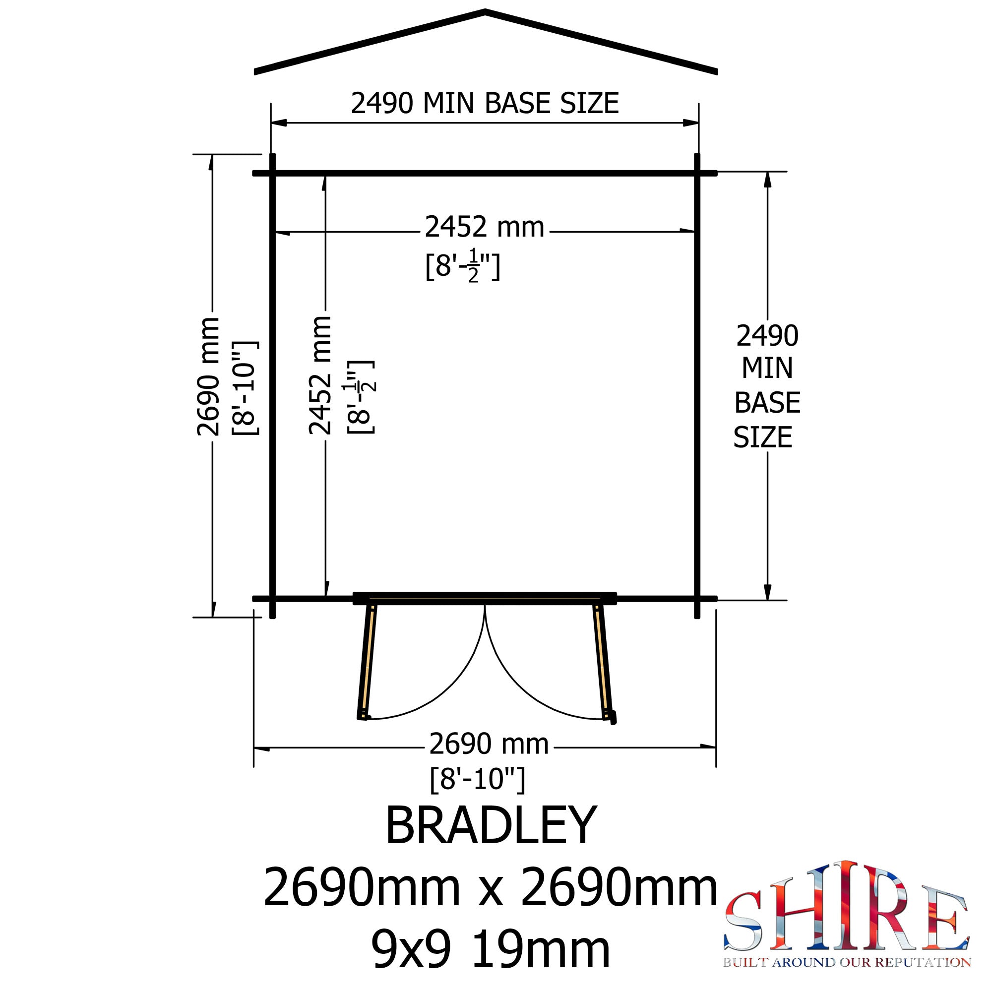 Shire Bradley 19mm Log Cabin 9x9