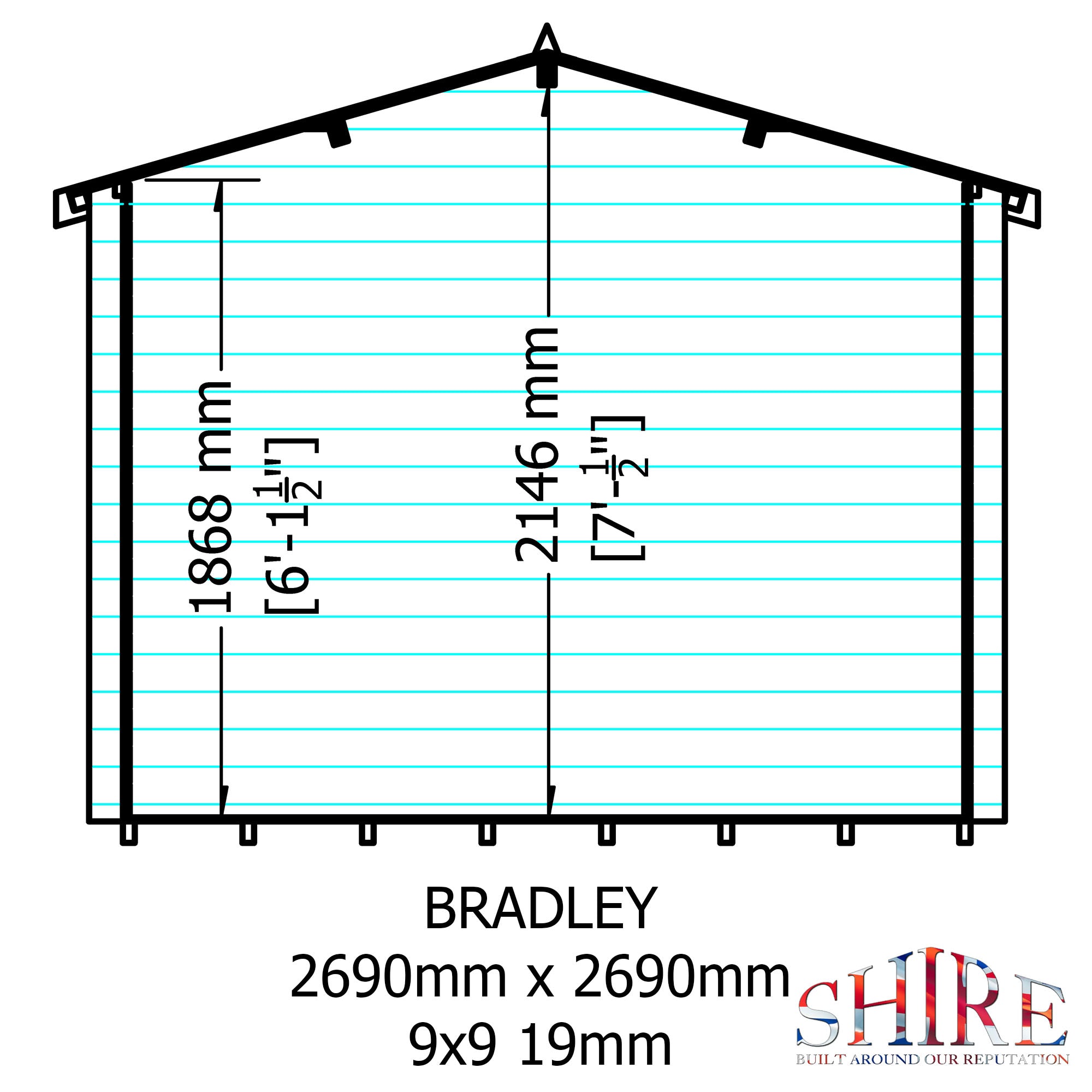 Shire Bradley 19mm Log Cabin 9x9