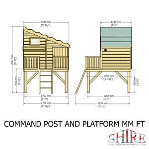 Shire Command Post with Platform Playhouse + Slide 6x4