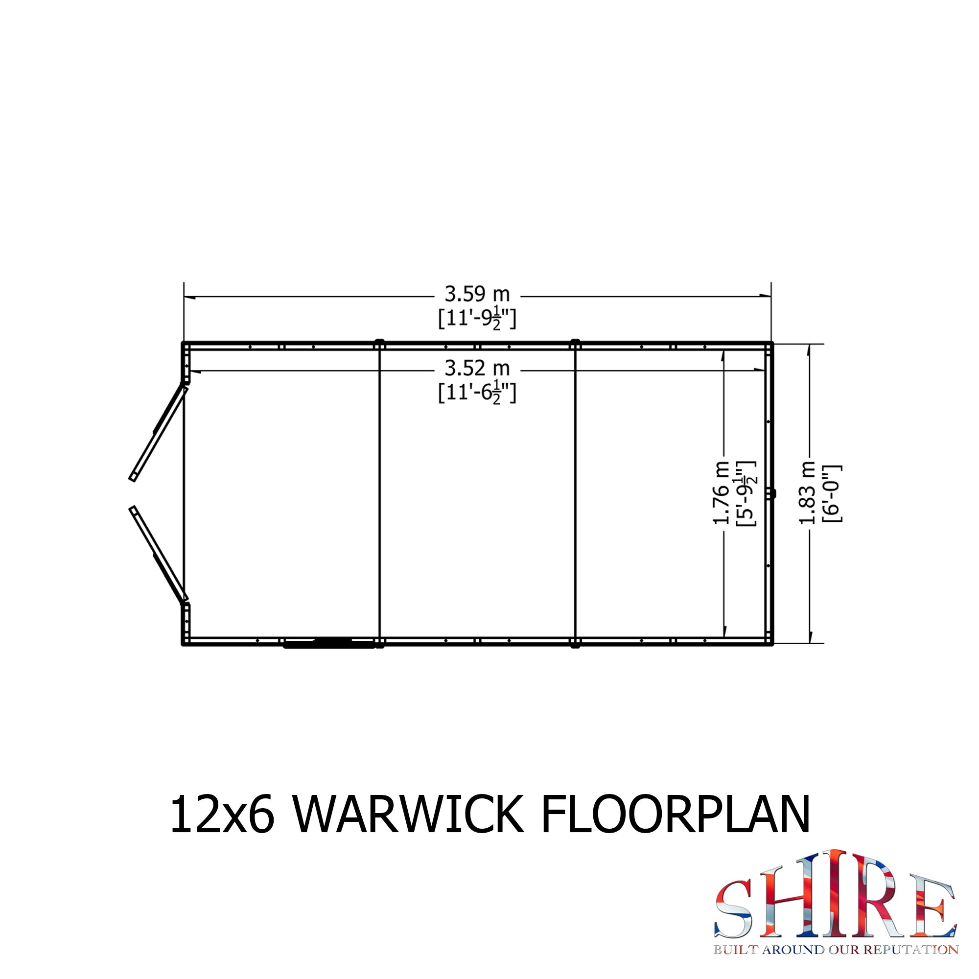 Shire Warwick Double Door Shed 12x6