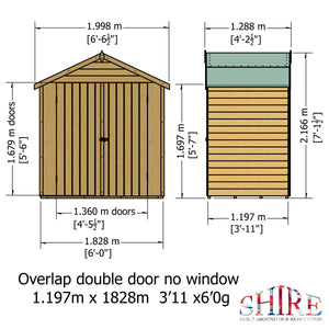 Shire Overlap Dipped Wooden Garden Shed Double Door 4x6 - Garden Life Stores. 