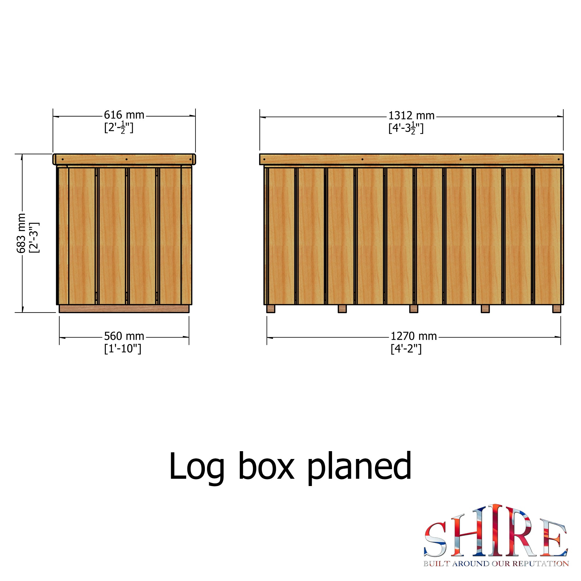 Shire Log Box - Planed Timbers - Pressure Treated