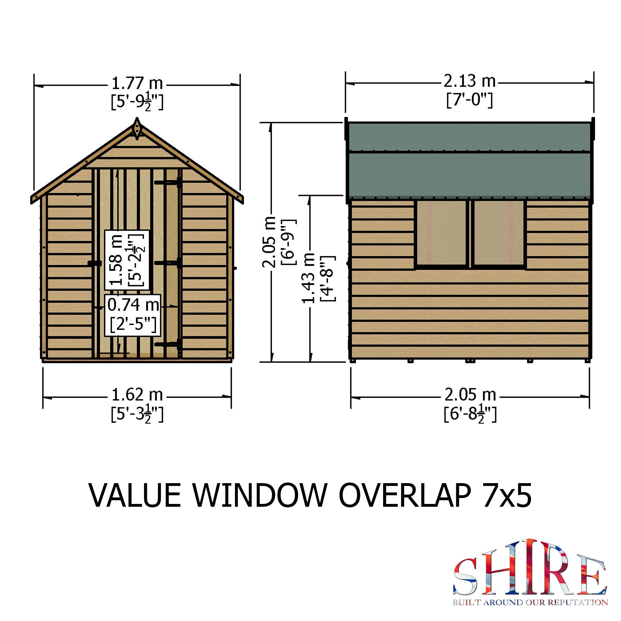 Shire Overlap Dipped Apex Wooden Garden Shed with window 7x5 - Garden Life Stores. 