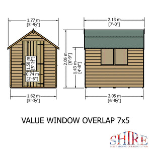 Shire Overlap Dipped Apex Wooden Garden Shed with window 7x5 - Garden Life Stores. 