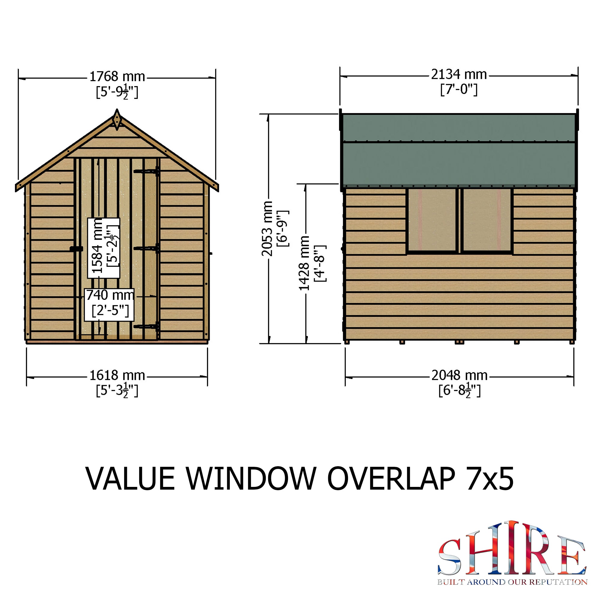 Shire Overlap Dipped Apex Wooden Garden Shed with window 7x5 - Garden Life Stores. 