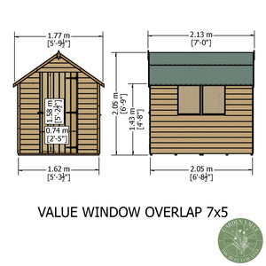 Shire Garden Value Overlap 7 x 5 Shed With or Without Window - Garden Life Stores