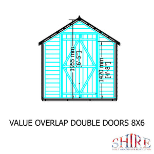 Shire Overlap Dipped Apex Wooden Garden Shed Double Door 8x6 - Garden Life Stores. 