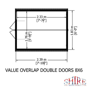 Shire Overlap Dipped Apex Wooden Garden Shed Double Door 8x6 - Garden Life Stores. 