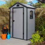 Rowlinson 4×3 Airevale Plastic Apex Shed – Light Grey