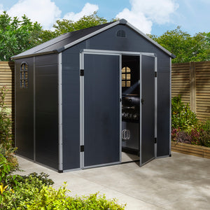 Rowlinson 8×6 Airevale Plastic Apex Shed – Dark Grey