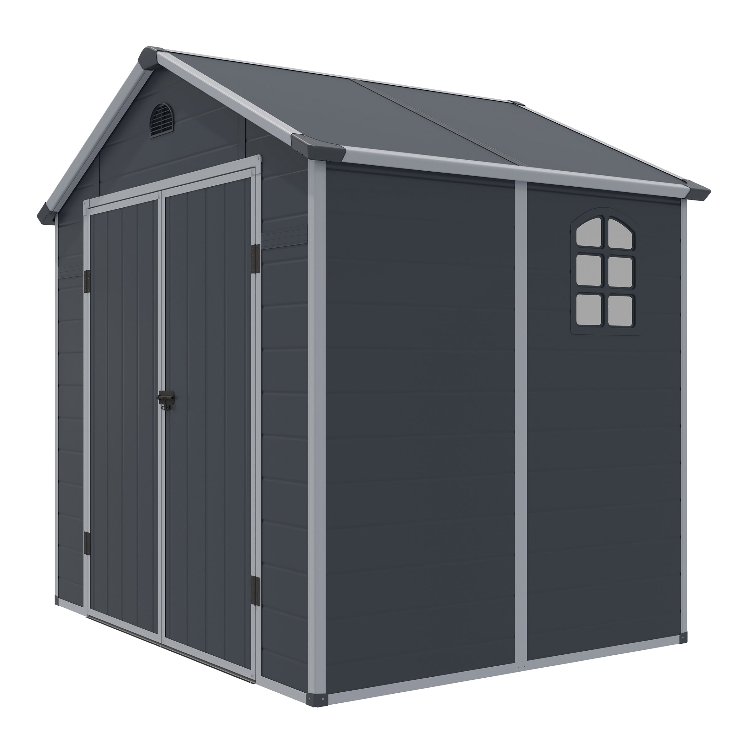 Rowlinson 8×6 Airevale Plastic Apex Shed – Dark Grey