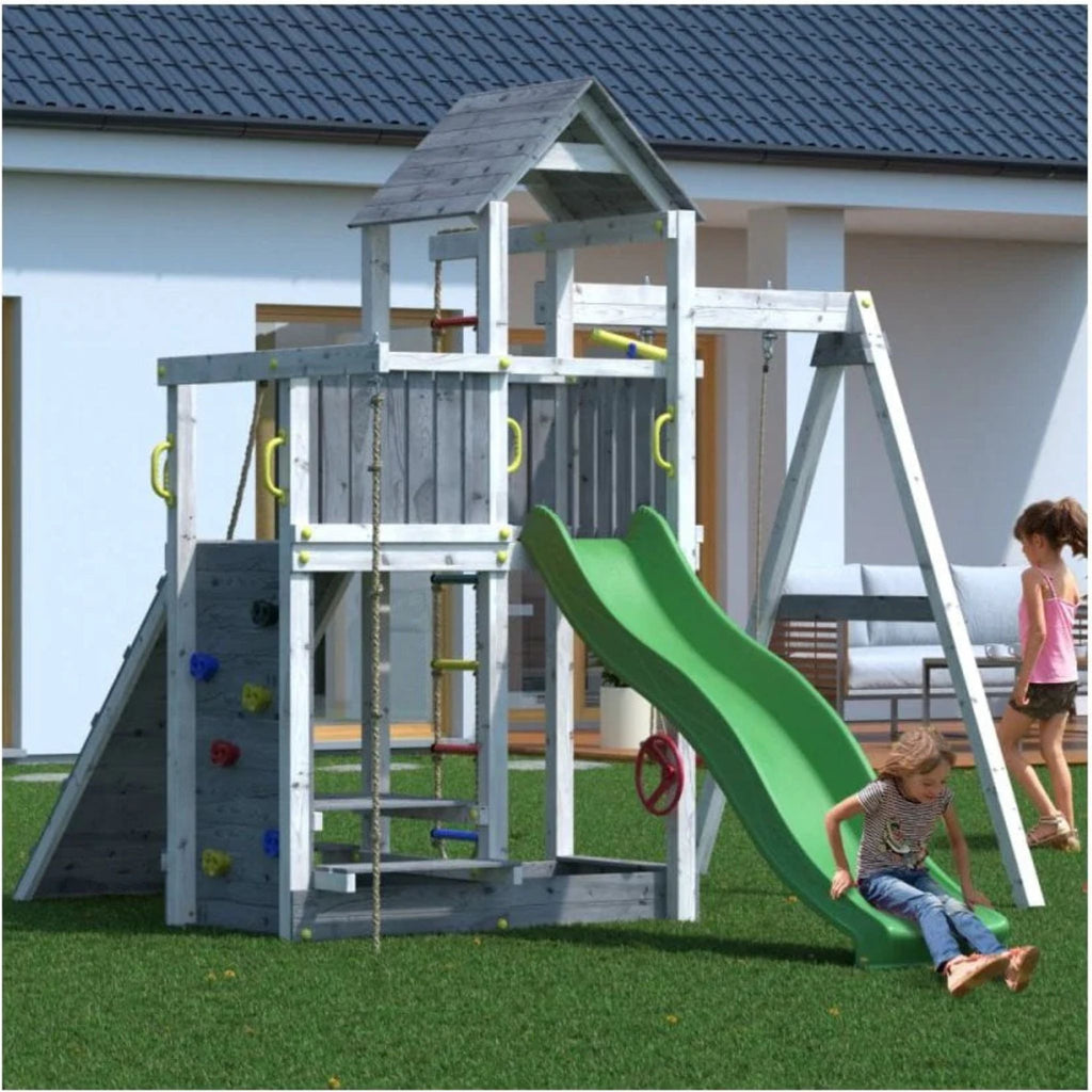 Shire Activer Grey & White – Stylish Wooden Climbing Frame & Playset | Garden Life Stores