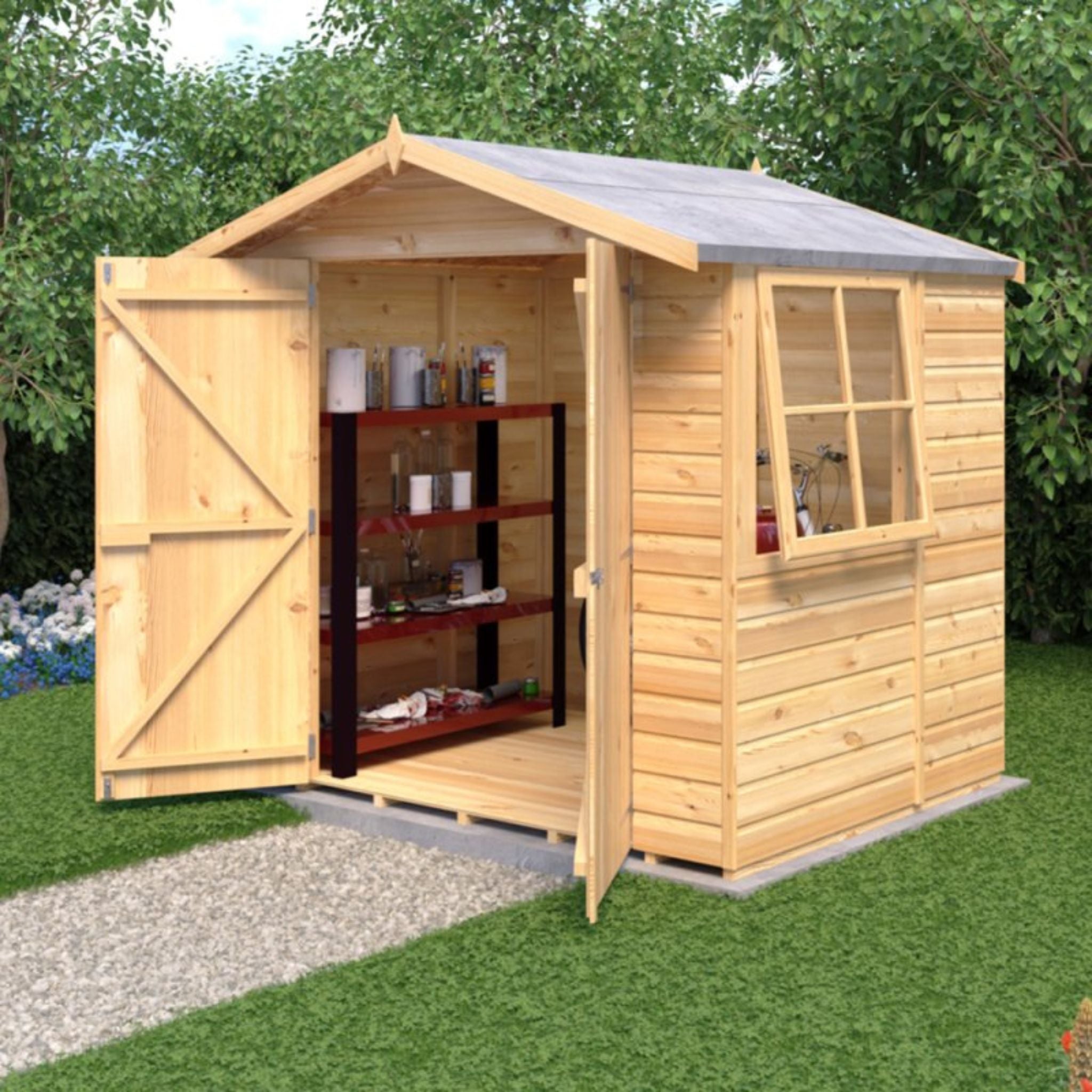 Shire Alderney Shiplap Apex 7x5 Double Door Shed – Garden Life Stores