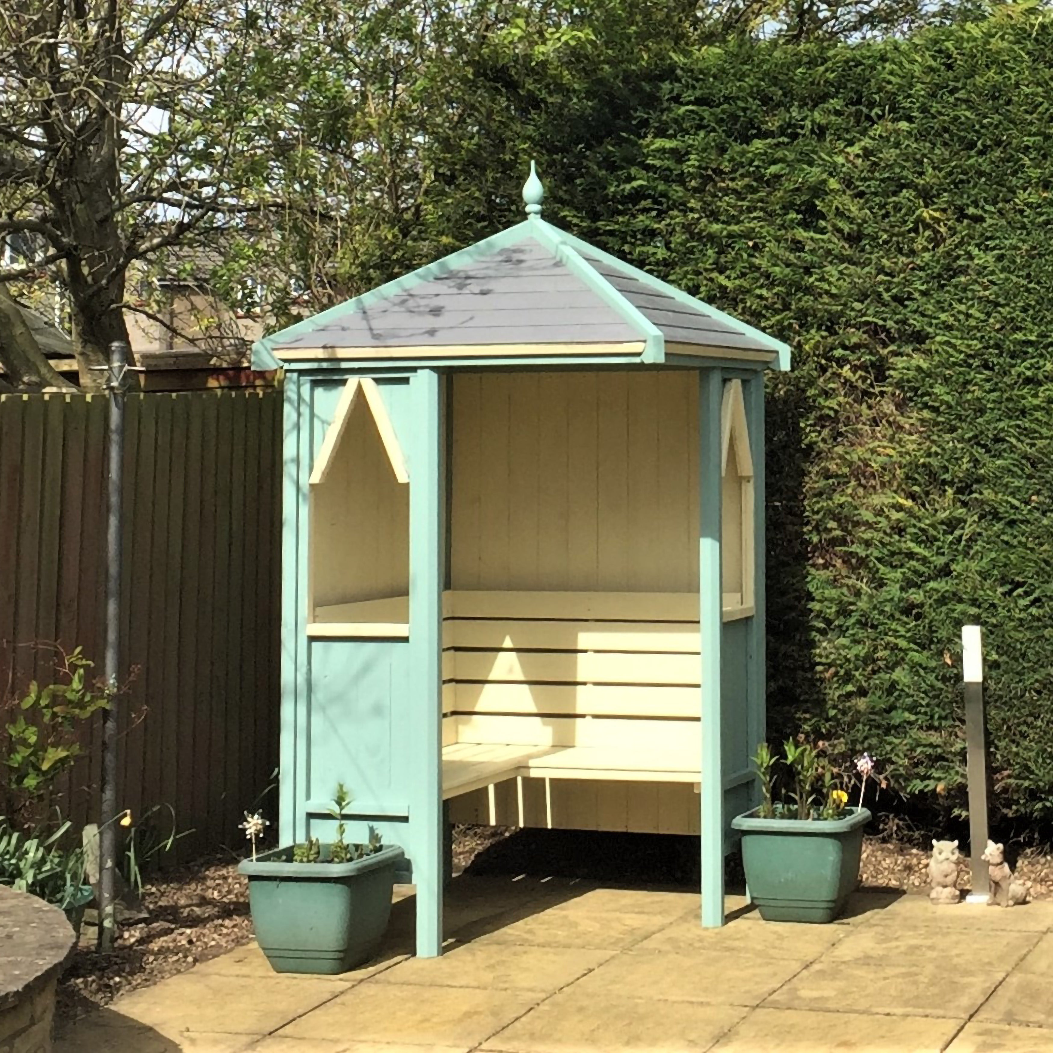 Shire Pressure Treated Honeysuckle Corner Arbour - Garden Retreat - Garden Life Stores. 