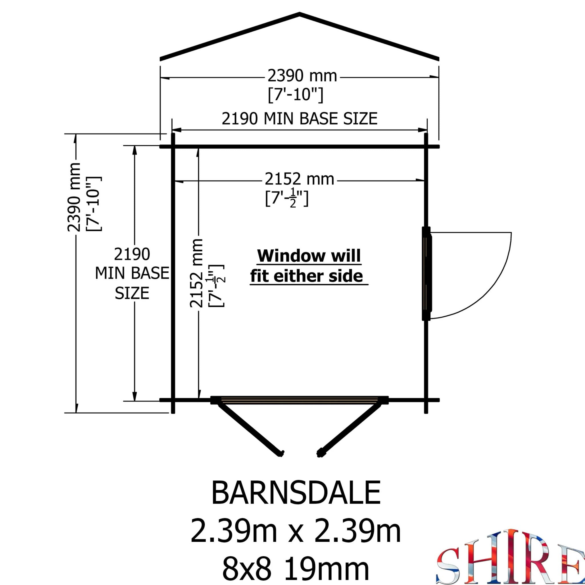 Shire Barnsdale 19mm Log Cabin 8x8