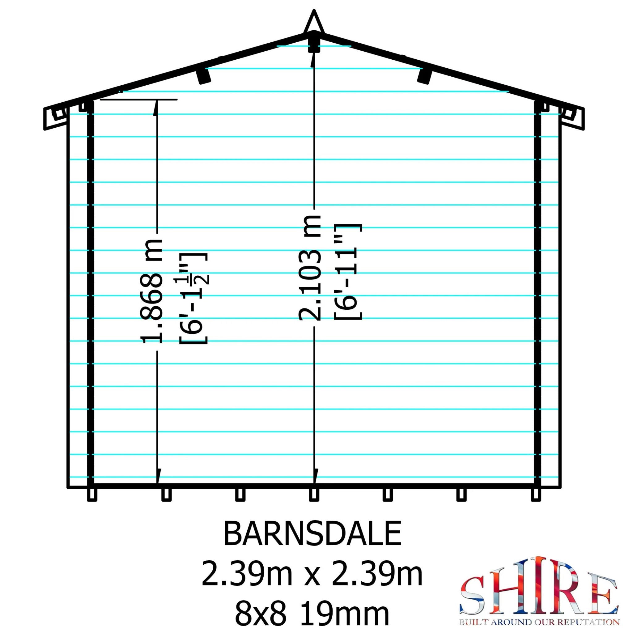 Shire Barnsdale 19mm Log Cabin 8x8