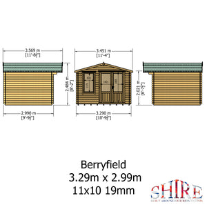 Shire Berryfield 19mm Log Cabin 11x10