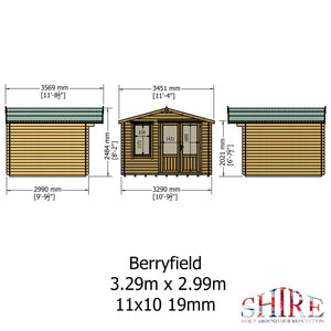 Shire Berryfield 19mm Log Cabin 11x10