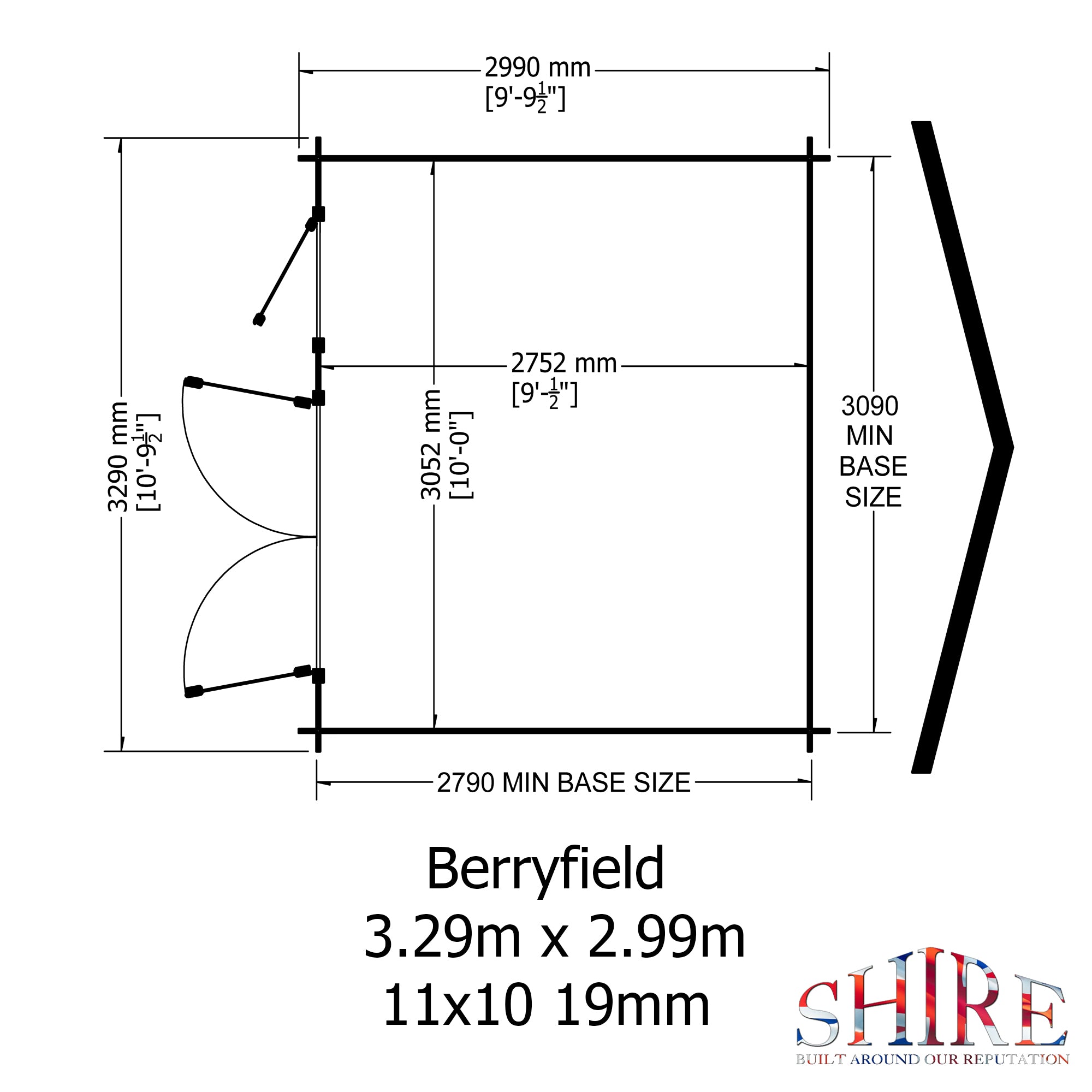 Shire Berryfield 19mm Log Cabin 11x10